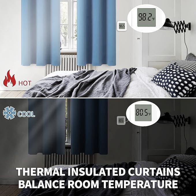 BGment Blackout Curtains for Bedroom - Grommet Thermal Insulated Room Darkening Curtains for Living Room, Set of 2 Panels (42 x 84 Inch, Faded Denim)