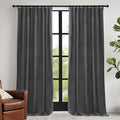 RYB HOME Grey Velvet Curtains 102 inches with Hook Belt, Soft Fabric Room Darkening Thermal Insulated Luxurious Home Decor Curtains for Living Room Bedroom, W 52" x L 102", 2 Panels Set