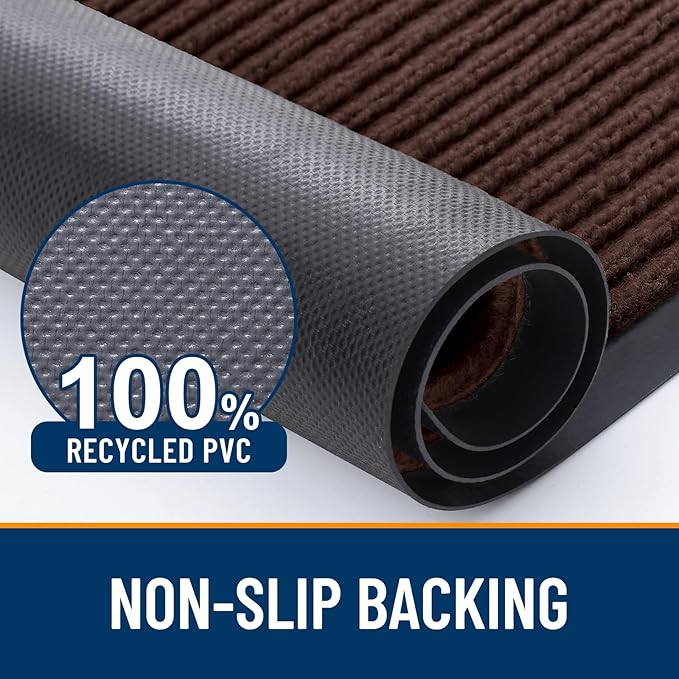 OLANLY Front Door Mat Indoor Outdoor Entrance, 2-Pack 71 x 47 Inch, Waterproof Heavy Duty Doormat, Fade Resistant, Low Profile, Easy Clean Patio Porch Welcome Floor Mats for Entry, Brown