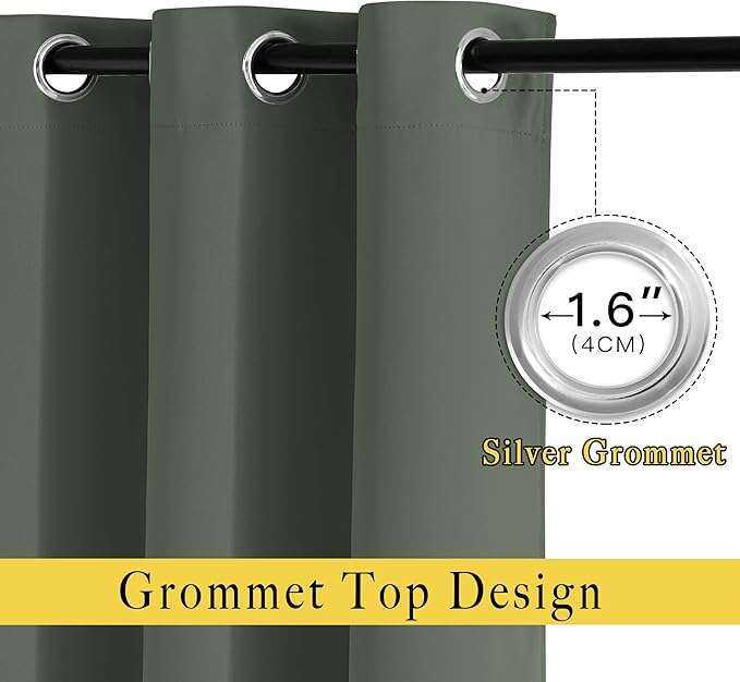 NICETOWN Privacy Blackout Doorway 80 inch Curtains, Grommet Light Blocking Window Treatments Thermal Drapes for Bedroom/Living Room, W46 x L80, 2 Panels, Dark Mallard