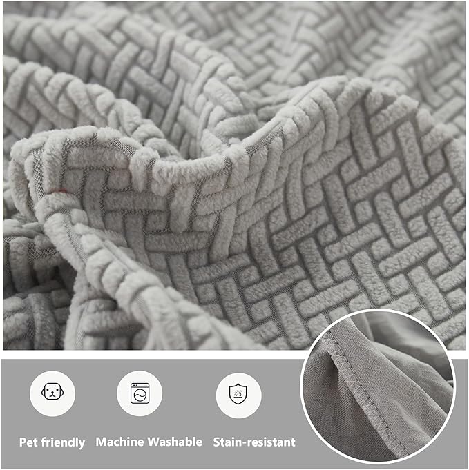 Couch Cushion Covers for Sofa Couch Covers Wear-Resistant Universal Sofa Cover Washable Stretch for Sectional Slipcovers (Texture-Blue,Large Single Seat Cover)