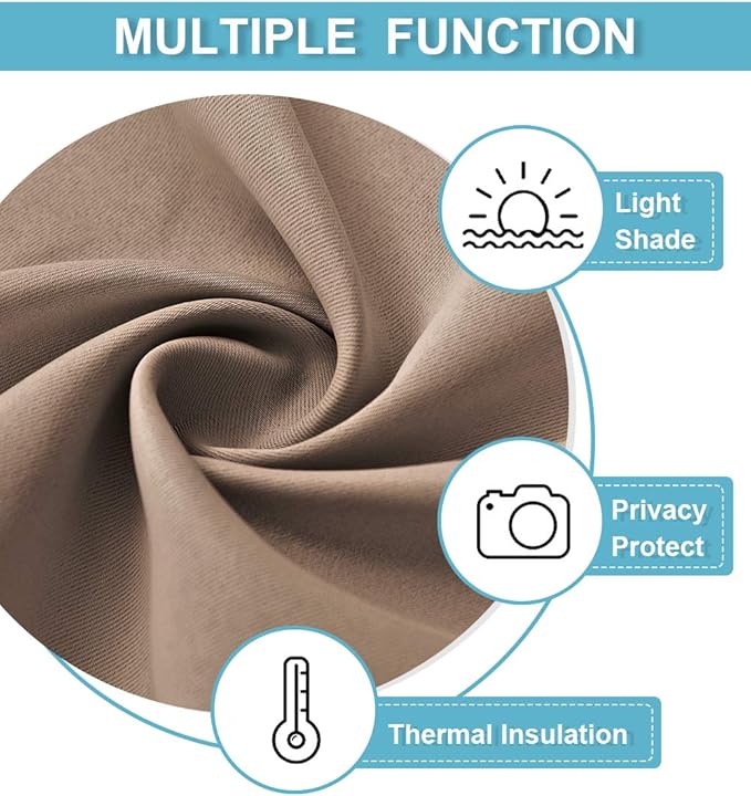RYB HOME 54 inch Blackout Curtains for Living Room, Rod Pocket Thermal Insulated Small Window Drapes Room Darkening Shades for Bedroom Studio Dorm, W 42 x L 54 inch, Set of 2 Panels, Mocha