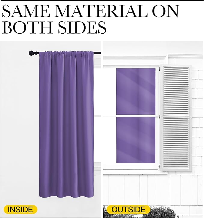NICETOWN Blackout Curtains for Living Curtains, Lilac Purple, Set of 2, 52 by 63 Inch, Window Treatment Blackout Curtain Panels, Home Decor Thermal Insulated Solid Drapes for Bedroom