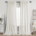 Beige White Linen Curtains 90 Inch Long 2 Panels Set for Bedroom Living Room Beige White Soft Linen Textured Window Drapes Semi Sheer Light Filtering Rod Pocket Back Tab Farmhouse Curtain 52x90