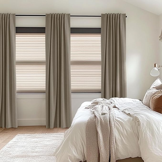 100% Blackout Shield Linen Blackout Curtains for Bedroom 108 Inches Long, Back Tab/Rod Pocket Living Room Drapes, Thermal Insulated Blackout Curtains 2 Panels Set, 50" W x 108" L, Faux Linen