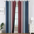 Estelar Textiler Burgundy Red and Navy Blue Ombre Blackout Curtains 84 Inches Long for Living Room, Energy Saving Thermal Insulated Room Darkening Grommet Window Drapes for Bedroom, 52Wx84L, 2 Panels