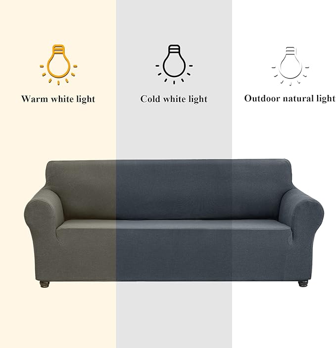 Joccun Stretch Couch Cover Slipcovers, 1-Piece Sofa Covers for 3 Cushion Couch Spandex Jacquard Washable Furniture Protector Cover for Living Room,Kids,Pets(Sofa,Gray)