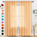 SpaceDresser Sheer Voile Window Treatment Rod Pocket Curtain Panels for Kitchen Bedroom Living Room Drapes Sunlight Filtering Privacy Semi Home Decor Assorted Colors Sizes (Beige, 52 W x 63 L)