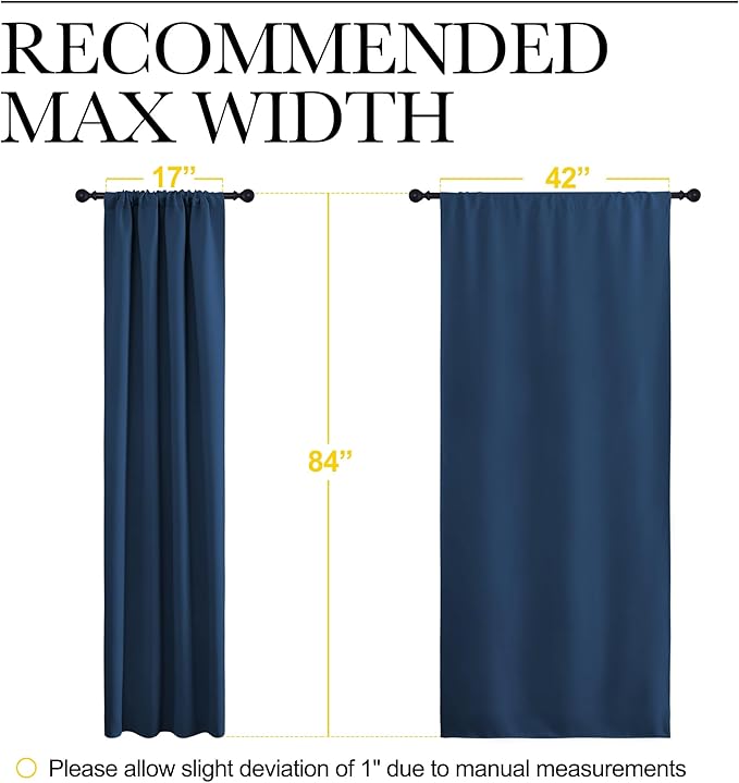 NICETOWN Blackout Curtains for Living Curtains, Moroccan Blue, 2 Panels, 42 by 84, Room Darkening Window Curtain Panels, Easy-Care Solid Thermal Insulated Draperies/Drapes for Daughter Room