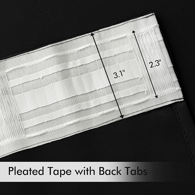 MIULEE Black Back Tab Blackout Curtains 104 Inch Length 2 Panels Set for Living Room Bedroom Privacy, Halloween Rod Pocket/Pinch Pleat Thermal Insulated Room Darkening Pleated Light Blocking Drapes