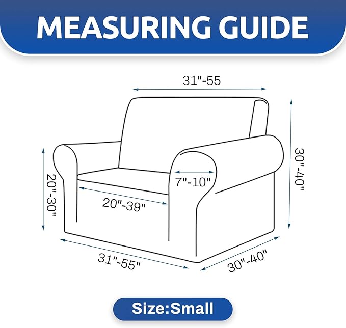 KEKUOU Stretch Single Sofa Slipcover 1 Piece Couch Sofa Cover (31"-55") Furniture Protector 1 Seater Sofa with Elastic Bottom for Kids,Pet.Jacquard Small Checked Pattern Fabric(Small,Champagne)