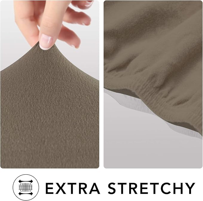 PureFit Super Stretch Sofa Slipcover – Spandex Non Slip Soft Couch Sofa Cover, Washable Furniture Protector with Non Skid Foam and Elastic Bottom for Kids, Pets （Oversized Sofa, Natural）