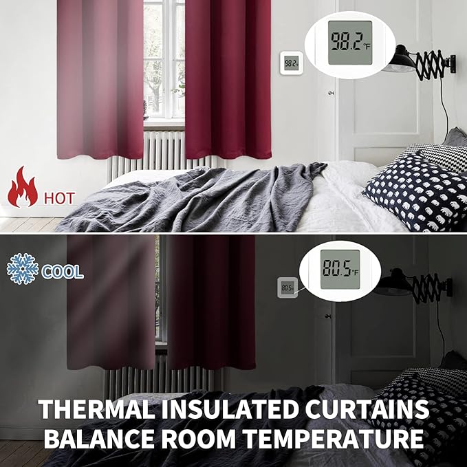 BGment Blackout Curtains for Bedroom - Grommet Thermal Insulated Room Darkening Curtains for Living Room, Set of 2 Panels (38 x 84 Inch, Burgundy)
