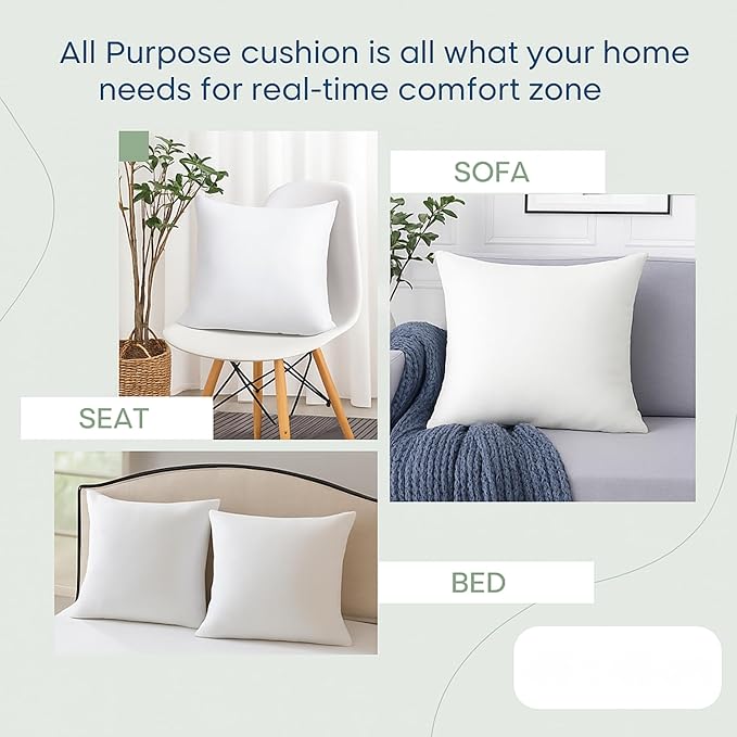 LANE LINEN Throw Pillow Insert - Pack of 2 16x16 Pillow Inserts for Decorative Pillow Covers, Throw Pillows Insert for Couch - White