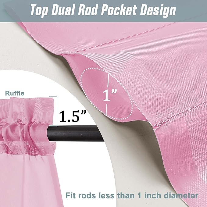 Light Pink Sheer Curtains 84 Inches Long 2 Panels, Elegant Airy Transparent Light Filtering Window Curtains, Window Drapes for Living Room Bedroom, Top Dual Rod Pocket Design, 2x42Wx84L Inches