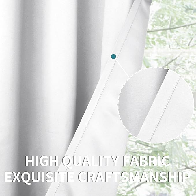 BGment White Curtains 63 Inch Length for Bedroom - Room Darkening Thermal Insulated Grommet Drapes Window Treatment, Set of 2 Panels, 42 x 63 Inch, Pure White