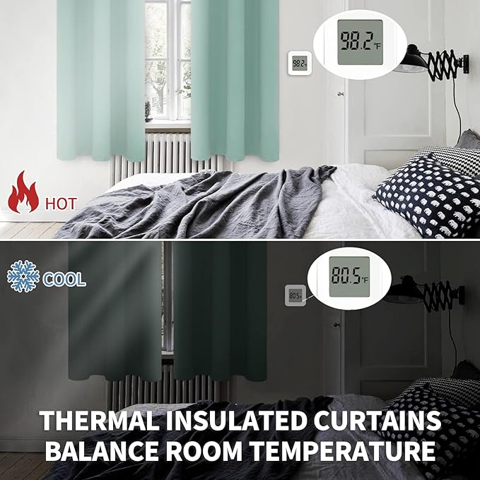 BGment Blackout Curtains - Grommet Thermal Insulated Room Darkening Bedroom and Living Room Curtains, Set of 2 Panels (52 x 45 Inch, Frosty Green)