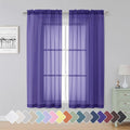 Simplebrand Purple Sheer Curtains 63 Inch Length 2 Panels, Rod Pocket Solid Color Window Sheer Curtain Panels, Elegant Curtains & Drapes for Living Room, Bedroom (Purple, 42" W x 63" L)