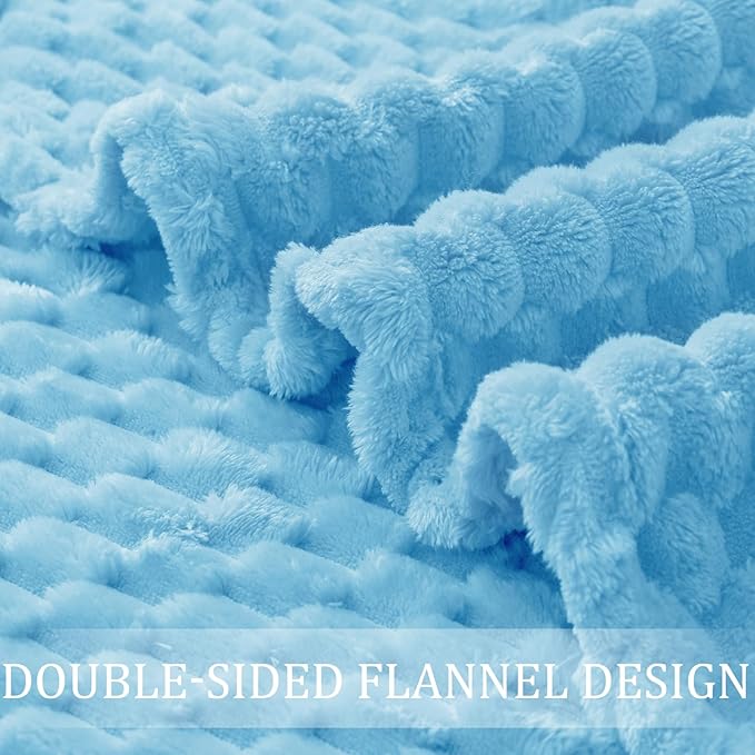 Exclusivo Mezcla Fleece Twin Blanket for Bed, Extra Large Fuzzy Blue Bed Blankets, Soft Cozy Plush Sofa Throws for All Seasons, 60x80 Inches