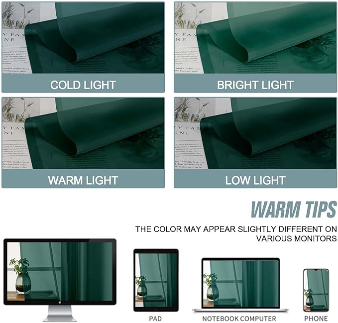 Green Sheer Curtains 63 Inch Length 2 Panels, Soft Voile Sheer Curtains for Christmas, Breathable Light Filtering Window Treatments, Dual Rod Pocket Panels, Hunter Green, 2x42Wx63L Inches