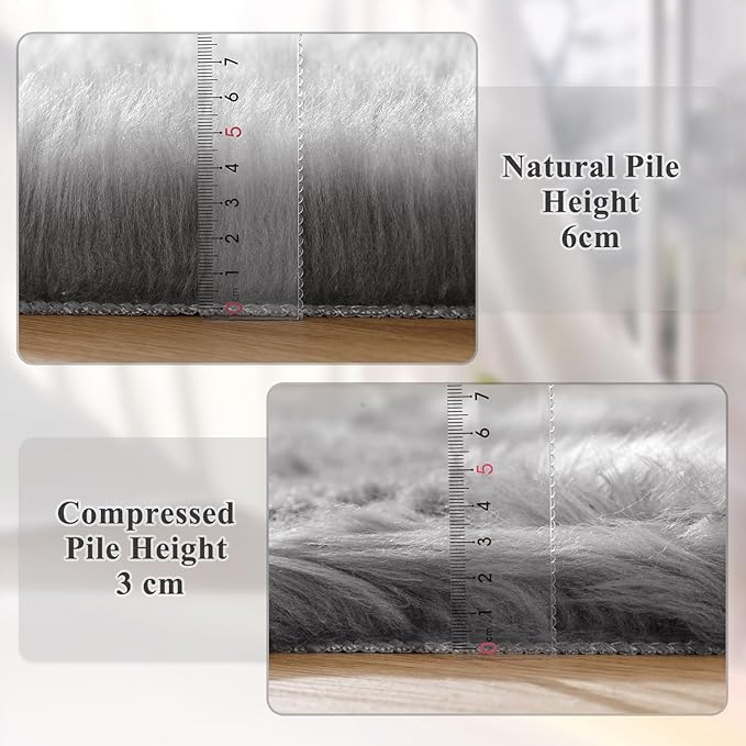 ORINOVA Large Area Rugs 9x12 Living Room Grey Fluffy Rug Faux Sheepskin Washable Fuzzy Fur Rugs for Bedroom Rectangle Nursery Rug