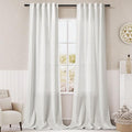 Solid Off White Curtains 96 Inches Long 2 Panels Back Tab Sheer Linen Curtain Modern Farmhouse Coastal Decor White Cotton Textured Gauze Curtains 96 inch Length for Patio Sliding Door Office Bedroom