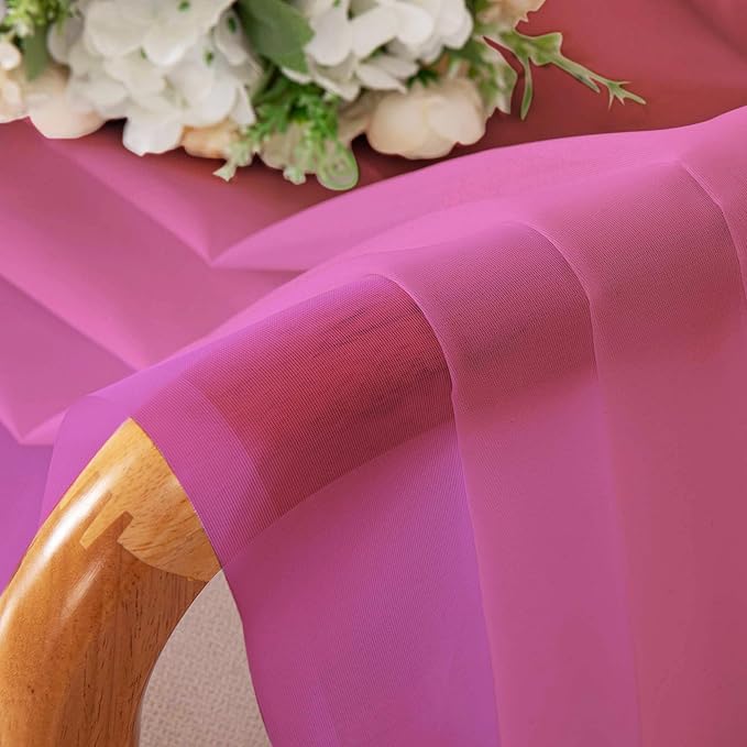 Chyhomenyc Sheer Hot Pink Curtains 90 inches Long 2 Panels, Light Filtering Soft Airy Solid Elegant Voile Window Treatment Drapes for Bedroom Living Room, 42Wx90L Inches