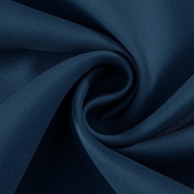 Joydeco Blackout Curtains 72 Inch Length 2 Panels Set, Thermal Insulated Long Curtains& Drapes 2 Burg, Room Darkening Grommet Drapes for Living Room Bedroom Window (W52 x L72 Inch, Navy Blue)