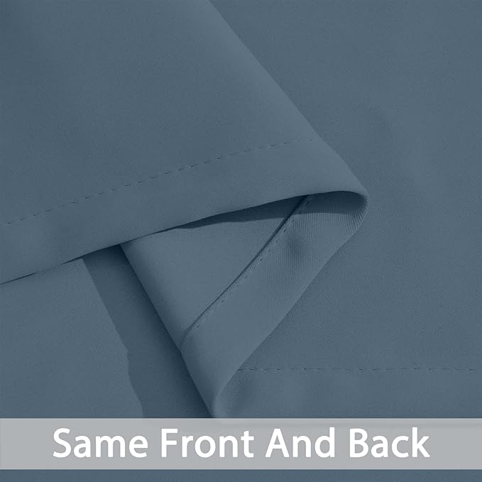 Yakamok Blackout Curtains Room Darkening Thermal Insulated Window Panels,Solid Grommet Top Drapes for Bedroom/Living Room(70Wx84L, Stone Blue, 2 Panels)
