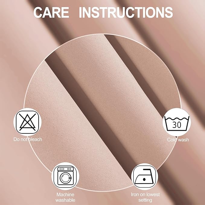 LEMOMO Blush Thermal Blackout Curtains/42 x 95 Inch/Set of 2 Panels Room Darkening Curtains for Bedroom