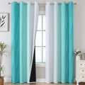 Estelar Textiler Teal and Greyish White Ombre Blackout Curtains 90 Inch Length 2 Panels Set, Thermal Insulated Drapes for Bedroom,Full Room Darkening Grommet Gradient Curtains for Living Room,52Wx90L