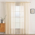 MIULEE 2 Panels Solid Color Sheer Window Curtains Elegant Window Voile Panels/Drapes/Treatment for Bedroom Living Room (54 X 96 Inches Cream Beige)