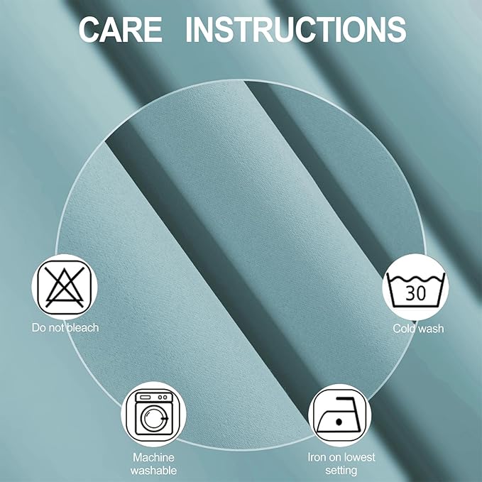 LEMOMO Stone Blue Thermal Blackout Curtains/52 x 72 Inch/Set of 2 Panels Room Darkening Curtains for Bedroom
