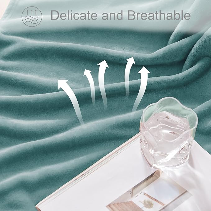 Exclusivo Mezcla Fleece Celadon Throw Blanket for Couch, Sofa, Super Soft and Warm Blankets, All Season, Cozy, Plush, Lightweight, 50x60 Inches