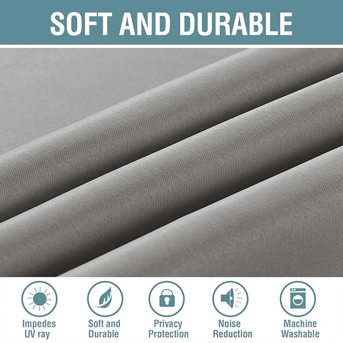 H.VERSAILTEX Blackout Grey Curtains 63 Inch Length Curtains for Bedroom, Grommet Top Thermal Insulated Short Curtains Drapes for Winter (1 Panel, Dove Gray), 52" W x 63" L