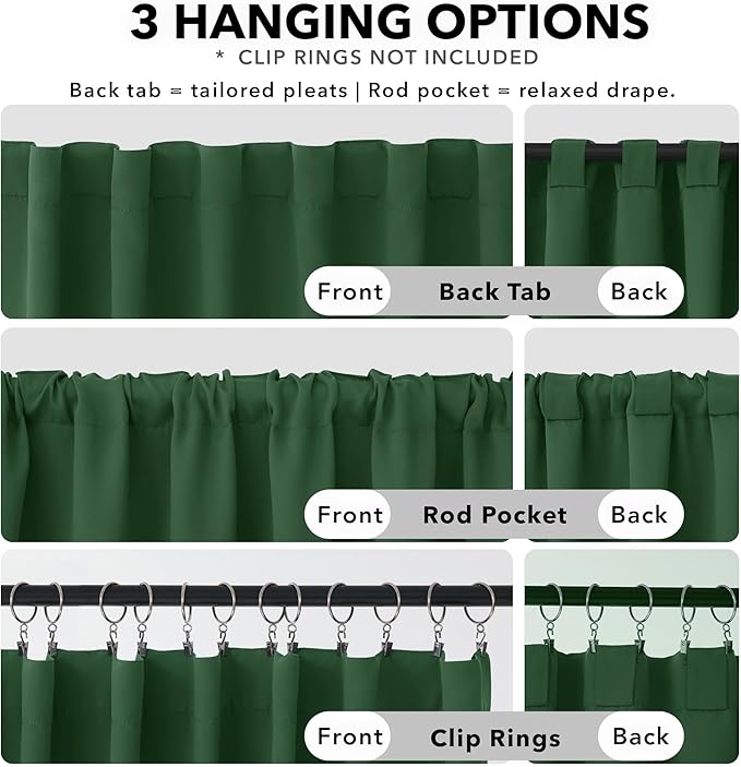 Deconovo Blackout Curtains, Thermal Insulated, W52 x L108 2 Panels, Back Tab, Machine Washable, Room-Darkening Drapes for Bedroom/Living Room Dark Forest