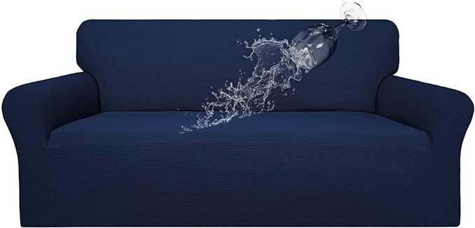 Easy-Going 100% Waterproof Couch Cover, Dual Waterproof Sofa Cover, Stretch Jacquard Sofa Slipcover, Leakproof Furniture Protector for Kids, Pets, Dog and Cat (Sofa, Navy)