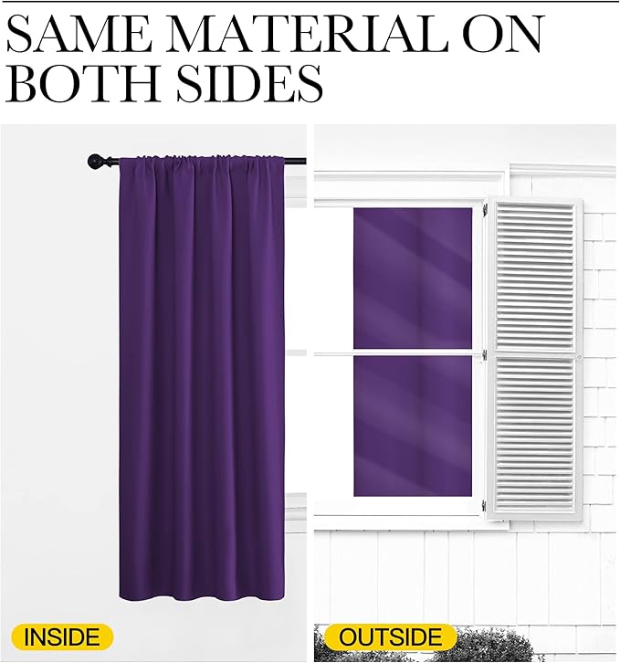 NICETOWN RV Blackout Curtains for Camper Windows, Royal Purple, 29" Wide by 40" Long, 2 PCs, Short Blackout Curtains & Drapes, Thermal Insulated Blackout Curtain Panels for Kids Room, Play Room
