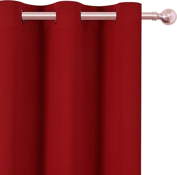LEMOMO Red Thermal Blackout Curtains/42 x 72 Inch/Set of 2 Panels Room Darkening Curtains for Bedroom