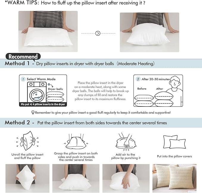 MIULEE Pillow Insert 12x12 Inch, Decorative Square Throw Pillow Inserts, Premium Fluffy Pillow Forms Sham Stuffer for Sofa Couch Living Room