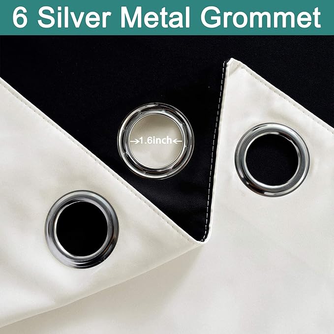 Yakamok 84 Inch Length 100% Blackout Curtains for Bedroom, 2 Thick Layers Thermal Insulated Grommet Total Blackout Drapes with Black Liner for Living Room (42Wx84L,Cream, 2 Panels)