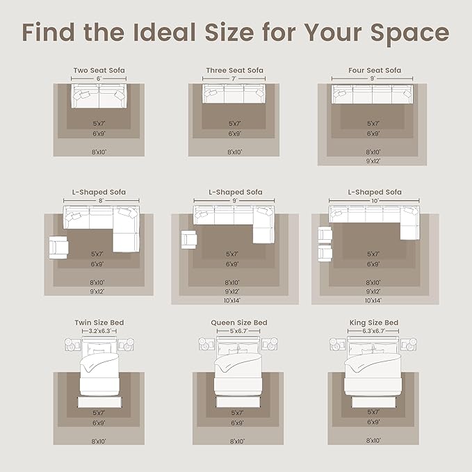 zesthome 6x9 Area Rug, Super Soft Washable Rugs for Living Room, Non-Slip Stain Resistant Vintage Rugs, Ultra-Thin Large Area Rugs (Brown/Grey,6'x9')