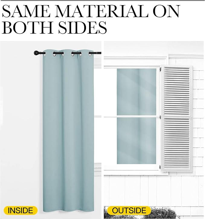 NICETOWN Modern Blackout Curtains Noise Reducing, Sky Blue, 2 Panels, W42 x L54, Thermal Insulated and Privacy Room Darkening Drape Panels for Boy's Guest Room Door Small Short Window