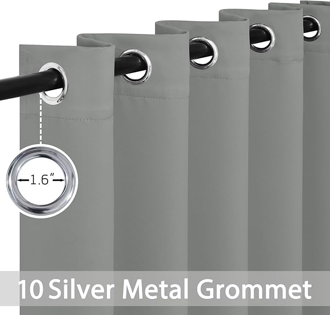 Yakamok Dove Grey Room Darking 63 Inch Length 2 Panel Sets for Livingroom Dining Room Darkening Thermal Insulated Bay Window Hotel Modern Elegant Black Out Sunblock Curtins/Bedroom, 62 x 63 Inches
