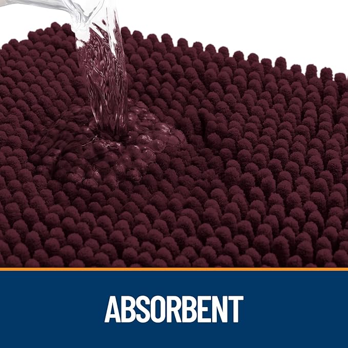 OLANLY Dog Door Mat for Muddy Paws 40x32, Absorbs Moisture and Dirt, Absorbent Non-Slip Washable Doormat, Quick Dry Chenille Mud Mat for Dogs, Entry Indoor Entryway Carpet for Inside Floor, Russet