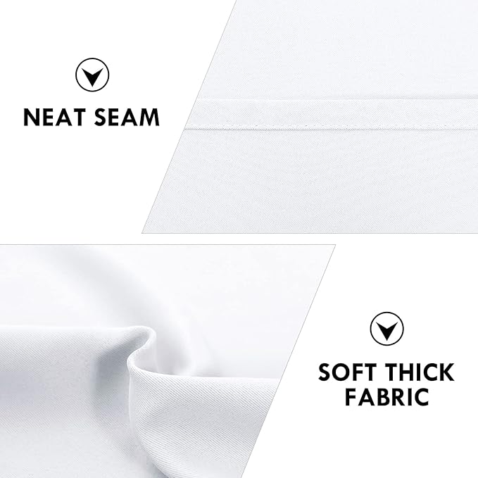 DWCN Blackout Curtains Room Darkening Thermal Insulated Bedroom Curtains Window Curtain Panels, 52 x 84 inches Long, Set of 2 White Rod Pocket Drapes