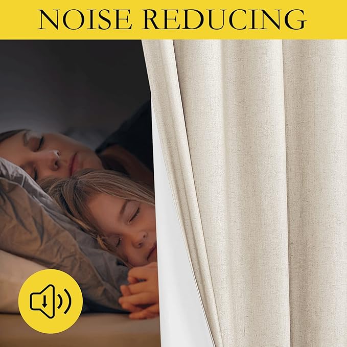 NICETOWN Full Shade Curtain Panels, 62 x 63 inch, Beige, Pair of Energy Smart & Noise Blocking Out Blackout Drapes for Dining Room Window, Thermal Insulated Guest Room Lined Window Dressing