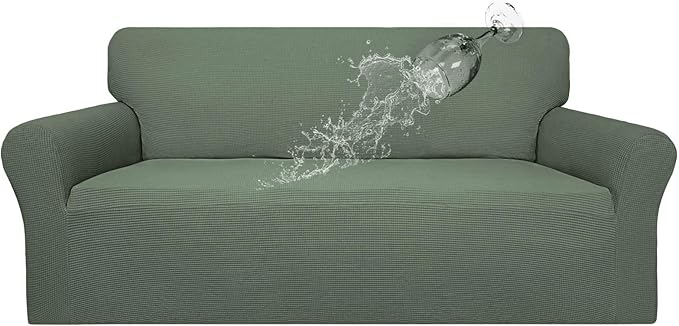 Easy-Going 100% Waterproof Couch Cover, Dual Waterproof Sofa Cover, Stretch Jacquard Sofa Slipcover, Leakproof Furniture Protector for Kids, Pets, Dog and Cat (Sofa, Grayish Green)
