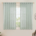 LAMIT Semi Sheer Linen Curtains 54 Inch Length 2 Panels, Light Sage Light Filtering Panels Back Tab and Rod Pocket Neutral Drapes for Kitchen/Window/Dining Room, 52 x 54 Inch