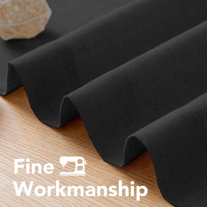 H.VERSAILTEX Living Room Linen Curtains Home Decorative Nickel Grommet Curtains Privacy Added Energy Saving Light Filtering Window Treatments Panels for Bedroom, Heather Black, 2 Panels, 52 x 96 Inch